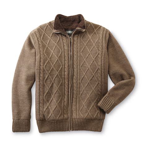 outdoor life mens fleece lined sweater jacket fair isle