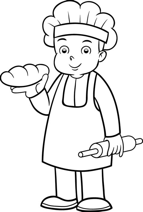 coloriage boulanger  metiers  professions dessin  colorier