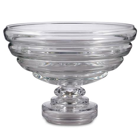 Allie Modern Classic Clear Glass Belted Footed Fruit Bowl Kathy Kuo Home