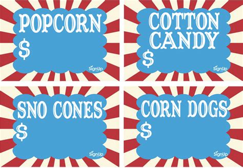printable carnival signs  festive signage  games