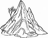 Ausmalbilder Ausdrucken Berg Nackter Berge Baum Einsamer Ausmalbild Kostenlos sketch template