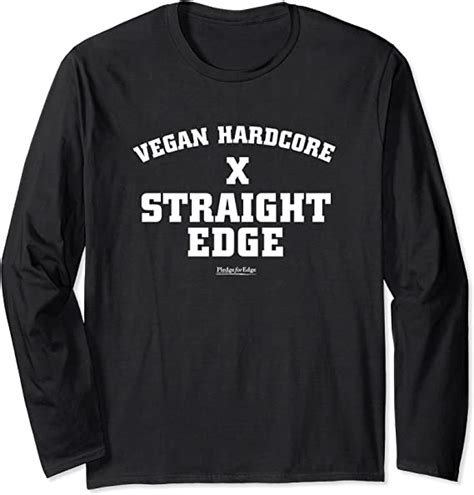 vegan straight edge hardcore white ink long sleeve t shirt