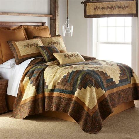donna sharp cabin raising pine cone quilt rustic lodge country queen bedding comforters sets