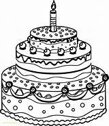 Cake Coloring Pages Cute Printable Getcolorings Birthday Color sketch template