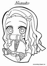 Nezuko Chibi Colorea sketch template