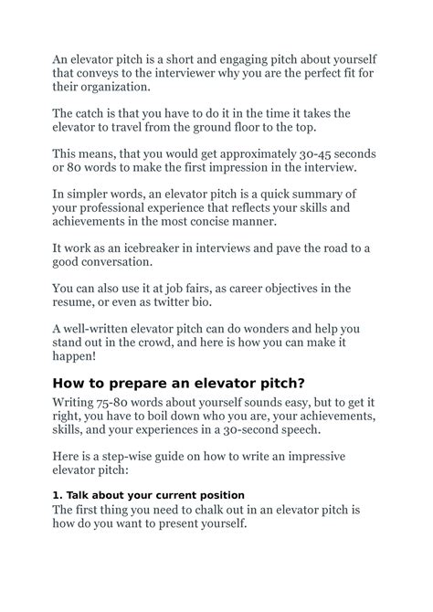 elevator pitch  elevator pitch   short  engaging pitch