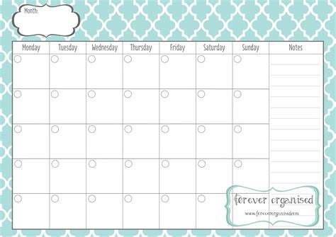 monthly calendar  print templates  printable
