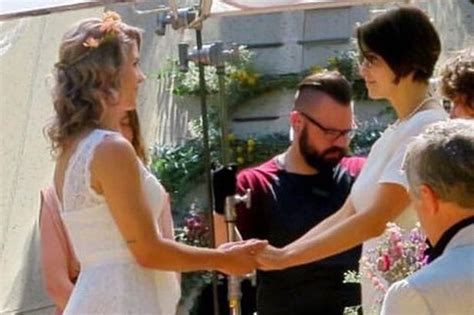 Arrow S Emily Bett Rickards On Set Wedding Snap Gives Fans Hope For