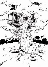 Coloring Treehouse Hanging Monster Boy Colorluna Color Dari Disimpan sketch template