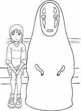 Ghibli Spirited Chihiro Colorir Coloriage Rosto Visage Imprimir Dessin Imprimer Dibujar Ausmalbilder Incantata Totoro Haku Lineart Citta Colorier Embroidery Coloriages sketch template