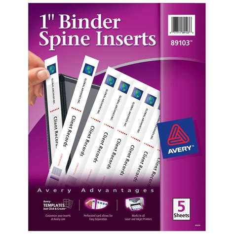 avery  white  binder spine insert pack