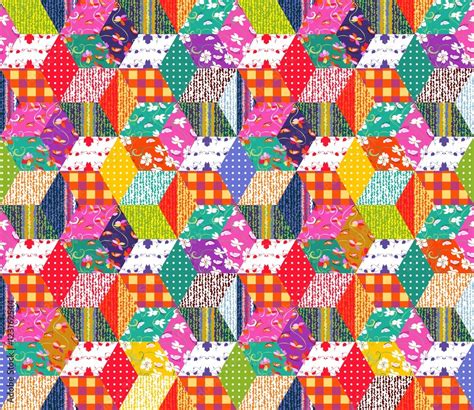 colorful festive background seamless patchwork pattern quilt print