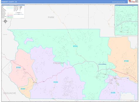 fremont county  wall map color cast style  marketmaps mapsales