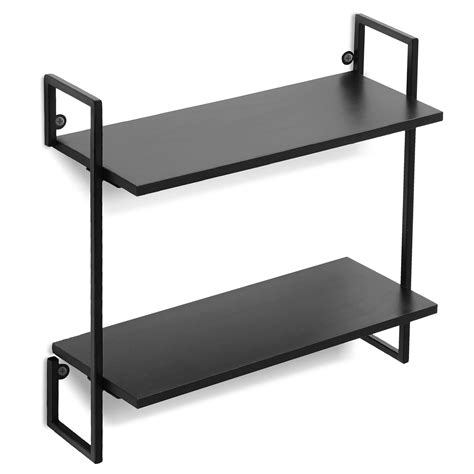 americanflat black floating wall shelves  tiered wall mounted