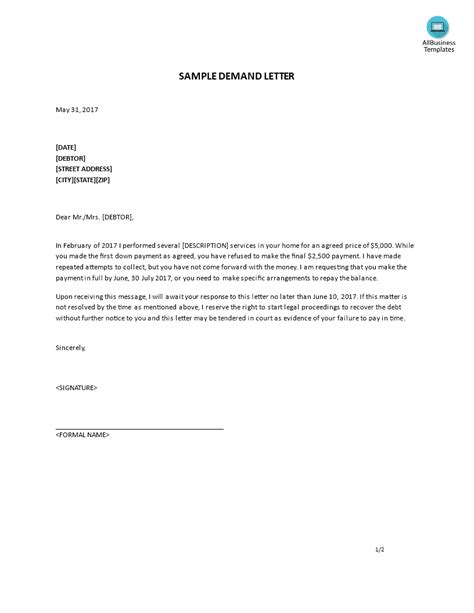 demand letter sample   write  demand letter