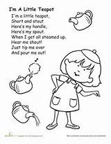 Worksheets Teapot Little Nursery Rhymes Rhyme Lyrics Preschool Kindergarten Kids Activities Music Coloring Education Songs Vocal Exercise Worksheet Fun Rhyming sketch template
