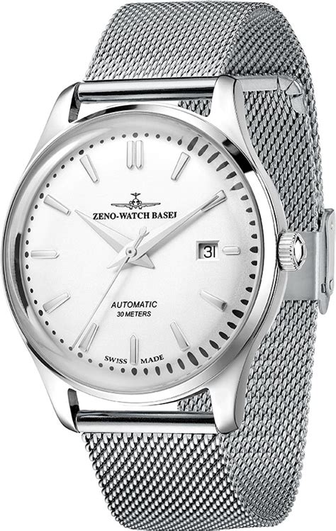 jules classic automatique 40 blanc maille milanaise zeno watch basel