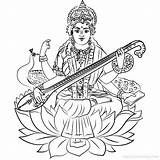 Saraswati Lotus Xcolorings sketch template
