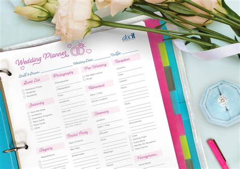 wedding planner printable  docit paris corporation
