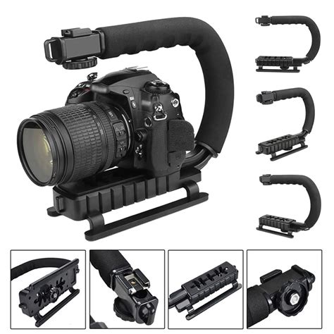 black video action stabilizing handle camera grip handheld stabilizer  canon nikon sony