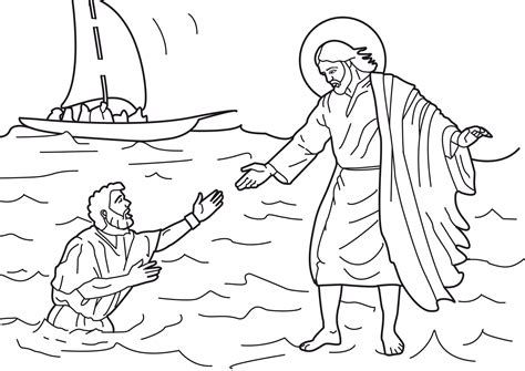 peter walks  water coloring pages coloring home