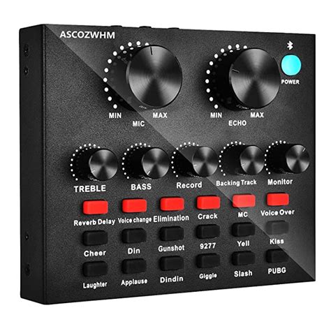 buy  sound card  effectsascozwhm bluetooth voice changer mini sound mixer board