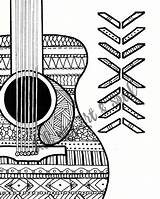 Coloring Guitar Adult Zentangle Music Instant Doodle Unique sketch template