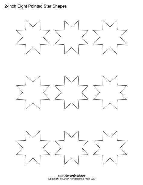pointed star shapes blank printable shapes  kids