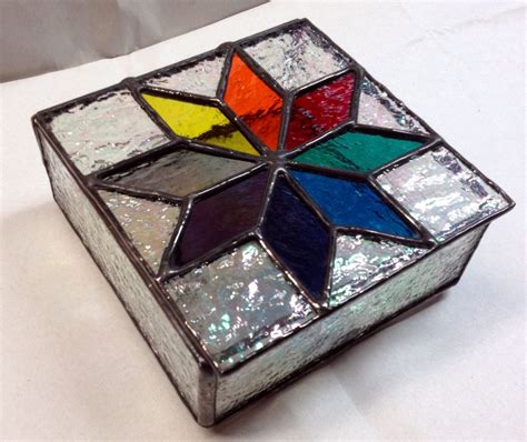 Contemporary Stained Glass Jewelry Box Colorful Star