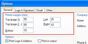 general  setting print  margins  fonts