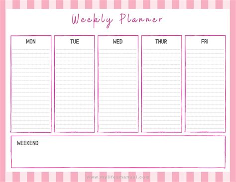 weekly planner  printables mylifesmanual
