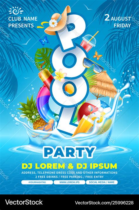 pool party poster template royalty  vector image