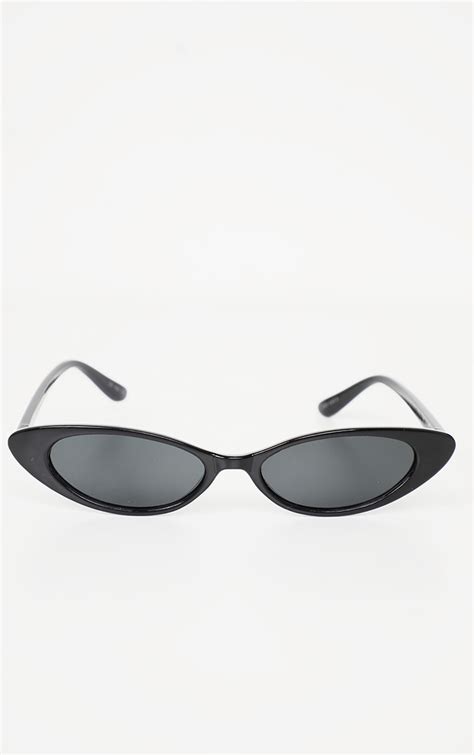 all over black slim cat eye sunglasses prettylittlething ca