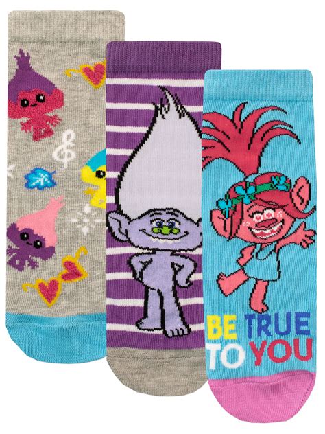 Dreamworks Girls Trolls Socks 3 Pack Purple Sizes 5 Adults 4