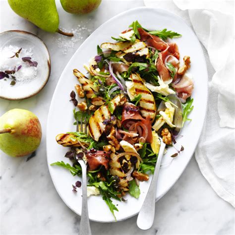 grilled pear rocket and prosciutto salad recipe