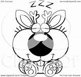 Jackalope Sleeping Cute Coloring Clipart Cartoon Outlined Vector Thoman Cory Royalty sketch template