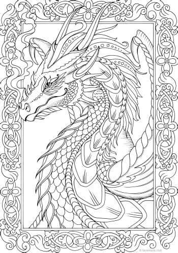 printable dragon coloring pages  adults happier human