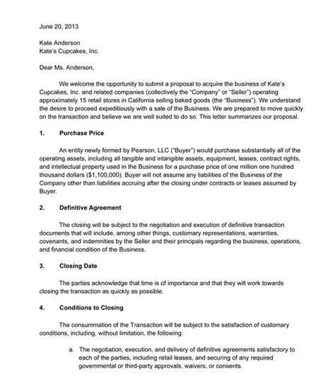 letter  intent sample  templates formats  word