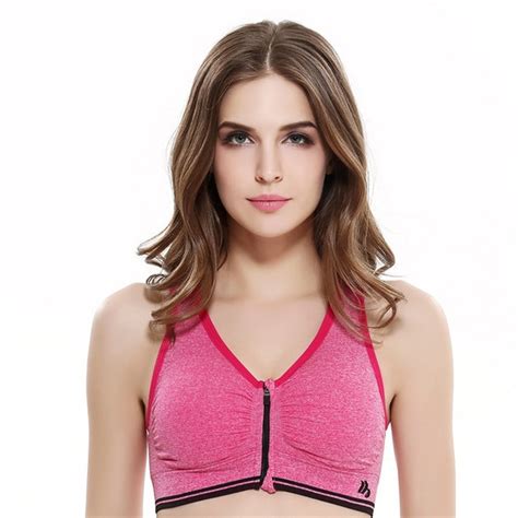 2015 new shockproof professional sports bra open zipper front women