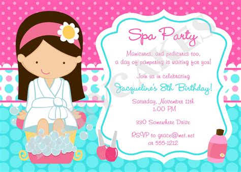 printable spa birthday party invitations dolanpedia