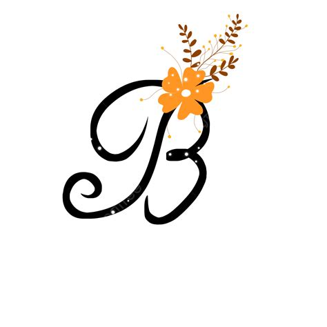 Alfabet B Dengan Ornamen Bunga 邦加 胡魯夫 車標素材圖案，psd和png圖片免費下載