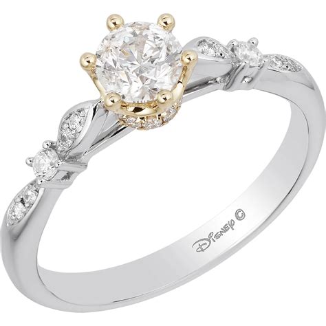 disney enchanted   tone gold  ctw diamond princess bridal ring size  engagement