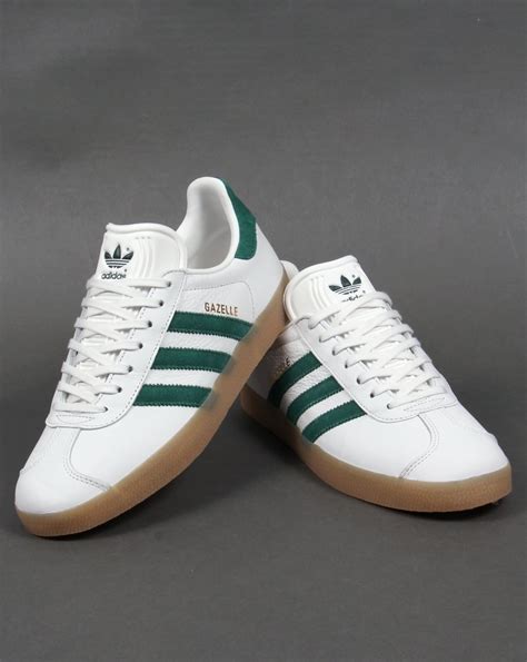 adidas gazelle leather trainers whitegreenoriginalsmens