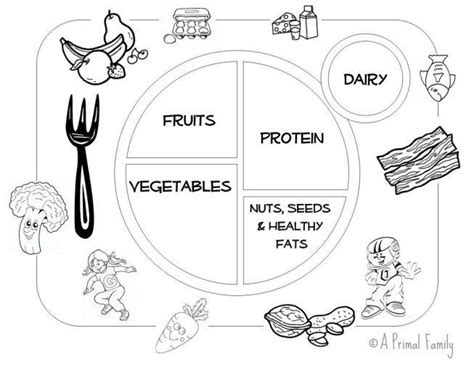 plate coloring pages healthy habits  kids healthy plate food