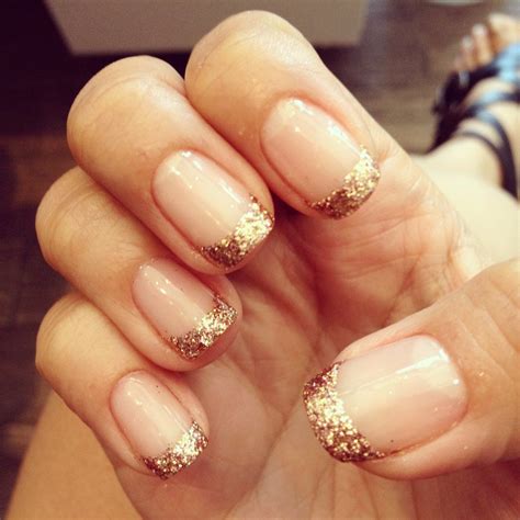 Pin By Alana House On Nailed It Gold Glitter Nails French Manicure