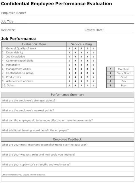evaluation form   create employee evaluation forms