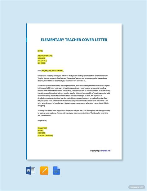 letter  recommendation  elementary teacher  google docs word