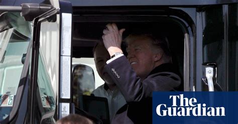 truck yeah trump climbs behind the wheel of a big rig in pictures