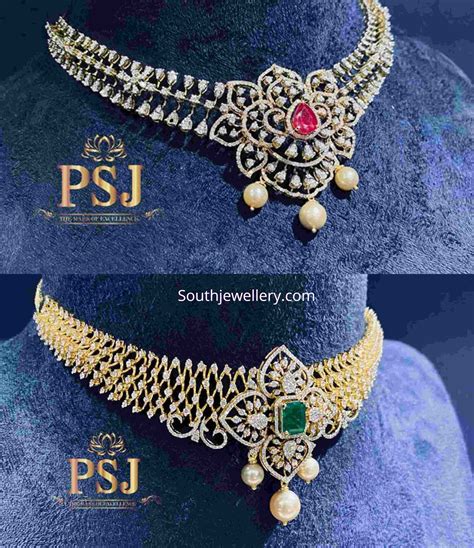 simple diamond choker designs indian jewellery designs
