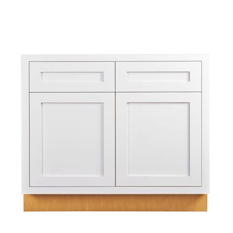 wide sink base kitchen cabinet snow white inset shaker double door  false front drawer